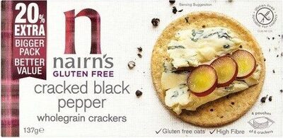 Gluten Free cracked pepper  wholegrain  crackers