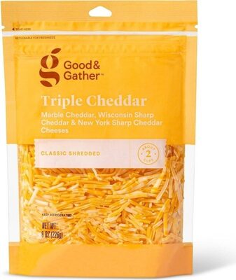 Good & gather triple cheddar classic shredded marble cheddar