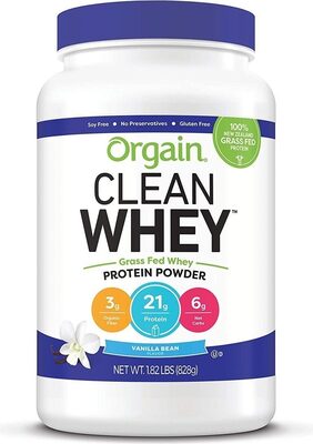 Grass fed clean whey protein powder vanilla bean