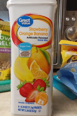 Great value, drink mix, strawberry, orange, banana