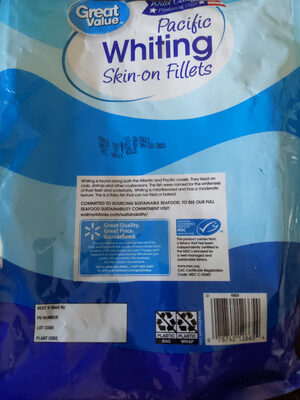 Great Value Frozen Wild Caught Pacific Whiting Skin-On Fillets, 2 lb