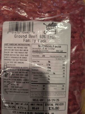 Ground Beef, 93/7 Family Pack