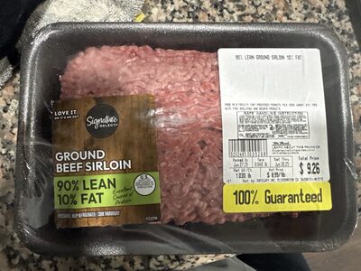 Ground beef sirloin 90% lean 10% fat