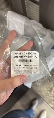 HAM & CHEDDAR SUB ON WHEAT-1/2