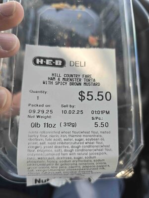 Ham & Munster Torta w/ spicy Brown Mustard