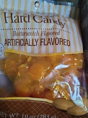 Hard candy butterscotch flavored