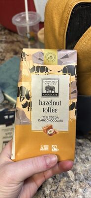 hazelnut toffee 72% COCOA DARK CHOCOLATE