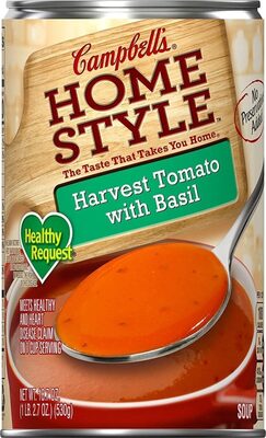 Healthy request harvest tomato with basil soup