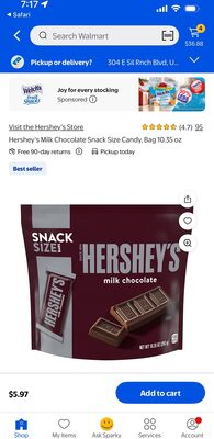 Hershey's milk chocolate snack size candy