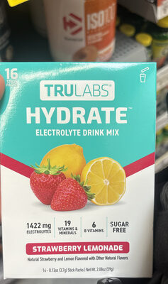 Hydrate Electrolyte Drink Mix Strawberry Lemonade