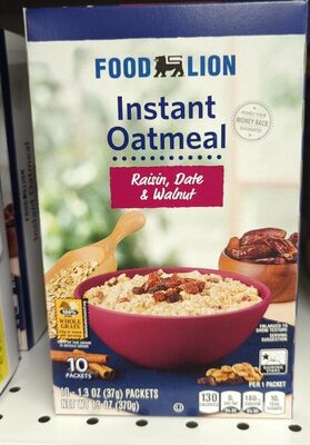 Instant oatmeal raisin, dates and walnuts