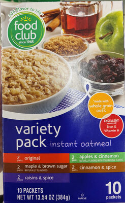 Instant oatmeal variety pack