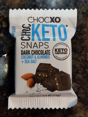 KETO 85% Cacao Dark Chocolate Coconut Almond Sea Salt Snaps