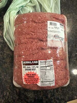 Kirkland 88% Lean 12% Fat Ground Beef (RAW)