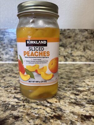 Kirkland Peaches Sliced, Cling, Yellow, In Extra Light Syrup