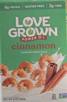 Love grown power o's cinnamon toasted cereal made with beans