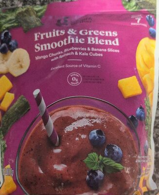 Mango Chunks, Blueberries & Banana Slices with Spinach & Kale Cubes