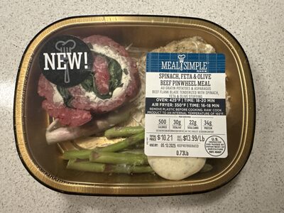 Meal Simple Spinach, Feta And Olive Beef Pinwheel Meal