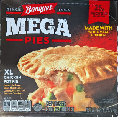 MEGA Pies XL Chicken Pot Pie 25g Protein Frozen Meal