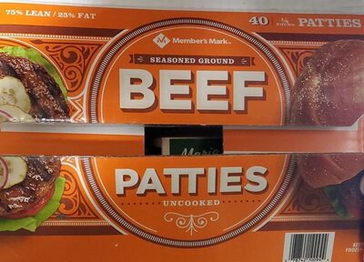Members mark seasoned beef patties