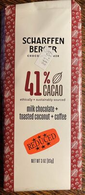 Milk Chocolate + Coffee + Tasted Coconut Bar