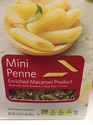 MINI PENNE - Enriched Macaroni Product Made with 100% Semolina