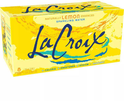 Natural lemon flavored sparkling water, lemon