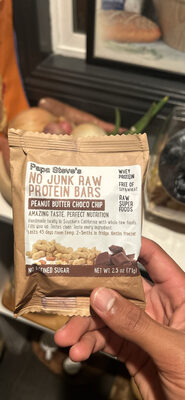No Junk Raw Protein Bars Peanut Butter Choco Chip