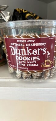 Oatmeal Cranberry Dunkers Cookies with White Fudge Drizzle