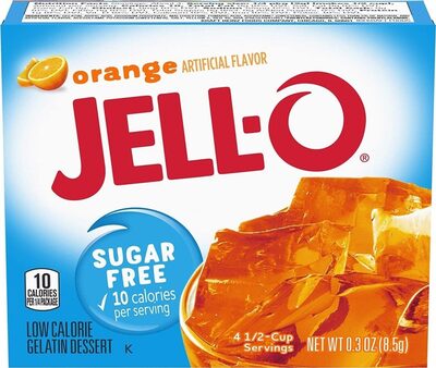 Orange gelatin dessert mix boxes