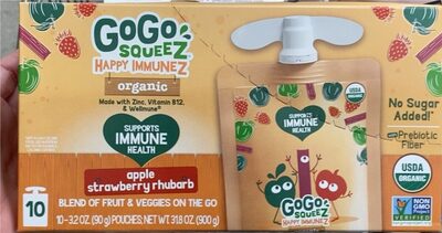 Organic Apple Strawberry Rhubarb Fruit & Veggie Blend Snack