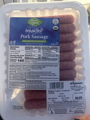 Organic Breakfast Pork Sausage