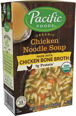 Organic chicken bone broth chicken noodle soup