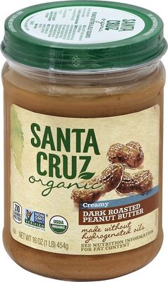 Organic dark roasted creamy peanut butter spread