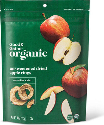 Organic dried unsweetened apple rings snacks