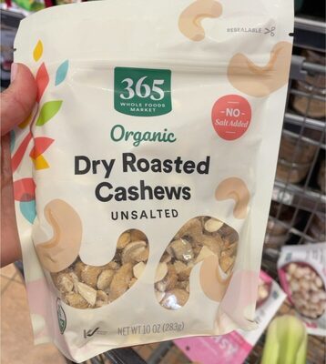 Organic dry roasted cashews unsalted
