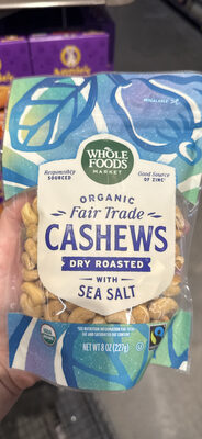 Organic Fair Trade Cashews Dry Roasted with Sea Salt