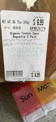 Organic French Demi Baguette 2 Pack