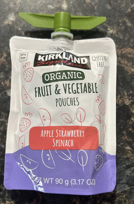 Organic Fruit & Vegetable Pouches Apple Strawberry Spinach
