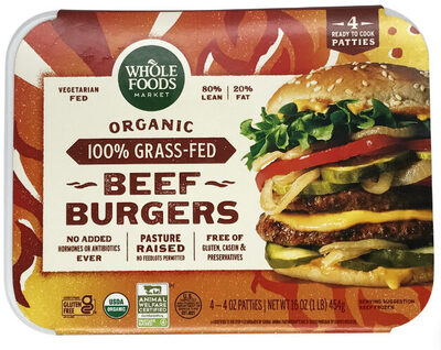 Organic Grass Fed Beef Burgers
