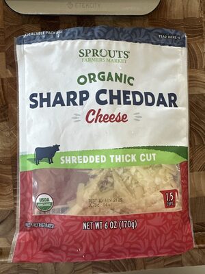 Organic Sharp Cheddar Cheese, Shredded Thick Cut