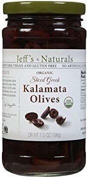 Organic sliced greek kalamata olives