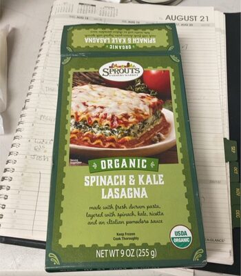 Organic spinach and kale lasagna