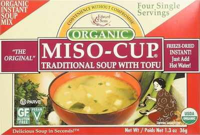 Organic traditional soup with tofu miso cup instant soup