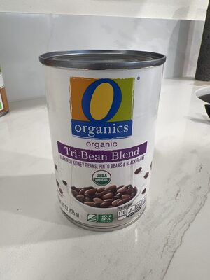 Organic tri-bean blend dark red kidney beans, pinto beans & black beans, tri-bean blend