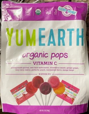 Organic Vitamin C Pops Pom, Watermelon, Strawby, Grape, Cherry, Peach, Raspby, Mango