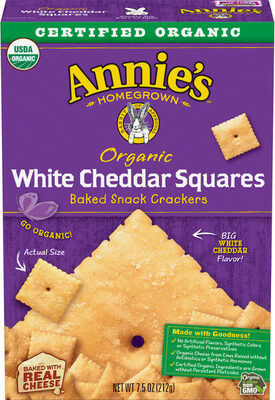 Organic white cheddar squares baked snack crackers
