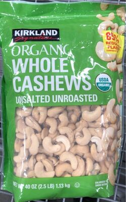 Organic Whole Cashews Unsalted Unroasted