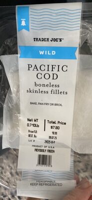 Pacific Cod boneless skinless fillets