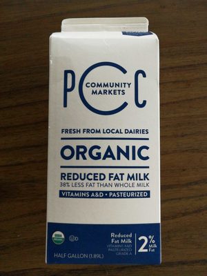 Pcc, Organic 2% Reduced Fat Milk